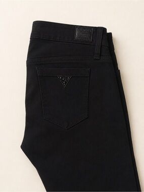 Guess Women’s Power Skinny Black Jeans with Studded Triangle Logo / Guess Jeans